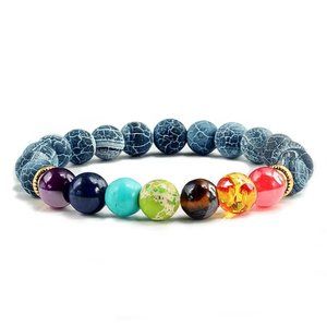 Azurite stone beaded bracelet 7 Chakra